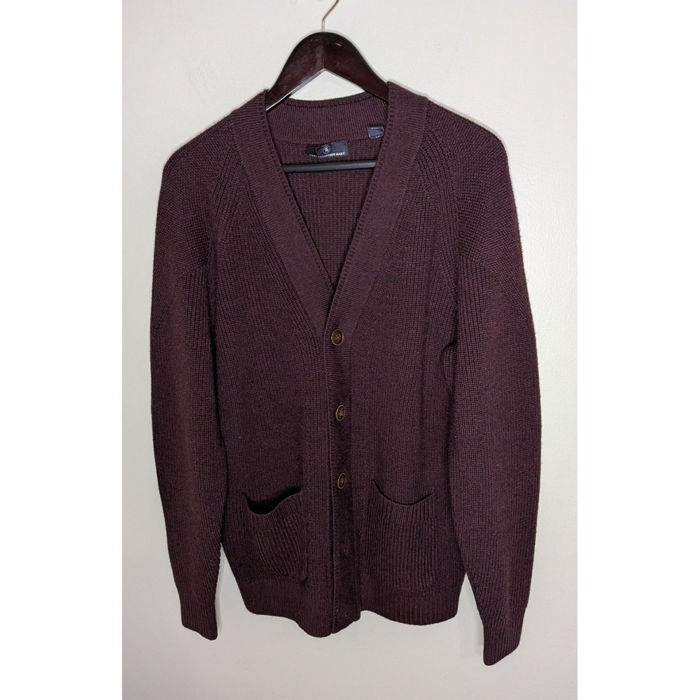 Hart Schaffner Marx Men Cardigan Sweater Size L Merino Wool Dark Academia Preppy